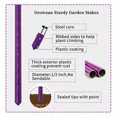NO Splicing - 5ft Tall Tomato Cage 6-Pack Large Tomato Stakes Garden Plant Stakes Climbing Suports, 40 Clips and Plant Ties Include, Purple - Image 6