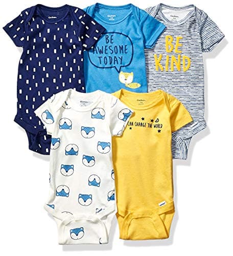 Gerber Baby Boys 5-Pack Short Sleeve Variety Onesies Bodysuits Awesome Fox 6-9 Months - Image 1
