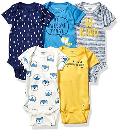 Gerber Baby Boys 5-Pack Short Sleeve Variety Onesies Bodysuits Awesome Fox 6-9 Months - Image 1