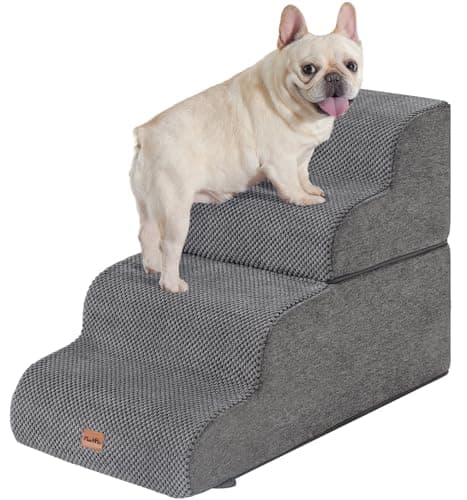 Made4Pets Dog Stairs Ramp for Bed, 4-Step Dog Steps for High Bed Couch Sofa Climbing, 35D Foam Pet Steps for Small Dogs and Cats, Non-Slip Bottom Pet Stairs, Grey - Image 1
