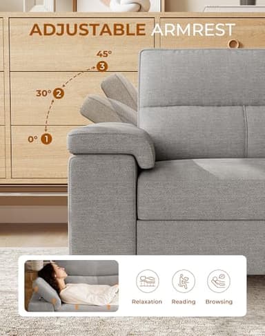 Upvilla 71.25" Modern Couches for Living Room, Deep Seat Sofa with 8” Cushion, Comfy 2-Seater Chenille Loveseat with Convertible Armrest, Removable Sofa Cover, High Leg(Light Gray) - Image 5