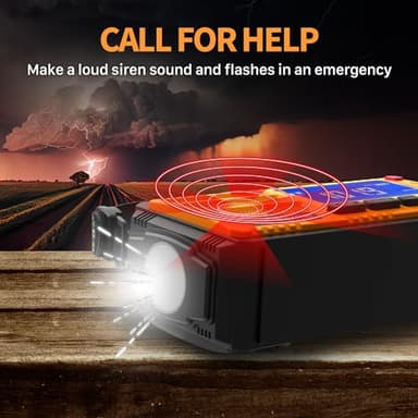 FosPower Emergency Weather Radio (Model D8) NOAA/AM/FM with 37000mWh Portable Power Bank, USB/Solar/Hand Crank Charging, SOS Alarm & Flashlight for Indoor/Outdoor Emergency - Image 5