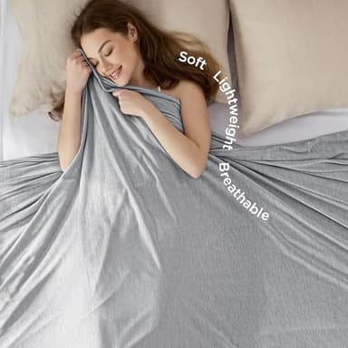 Bedsure Light Grey Cooling Blanket King Size for Hot Sleepers - Summer Cold Blanket for King Size Bed with Rayon Derived from Bamboo, Ice Cool Cold Arc-Chill Thin Summer Bedding Essentials, 108x90 - Image 4