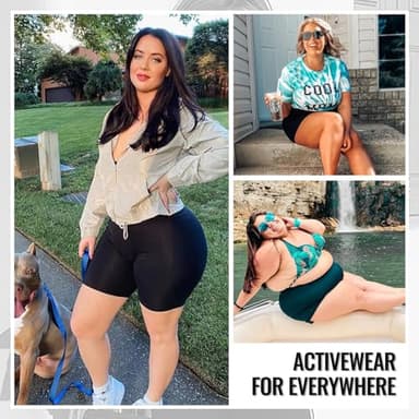 TNNZEET 2 Pack Plus Size Biker Shorts for Women - 8" Black High Waisted Tummy Control Spandex Workout Shorts (XL-4XL) - Image 2