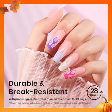 Beetles Gel Nail Tips Medium Coffin Etch X Nail Tips, 12 Sizes 288Pcs Pre Shaped Half Matte Press On Nails Full Cover False Nails for Pastel Spring Nails Acrylic Fake Nails Nail Extensions Kit - Image 4