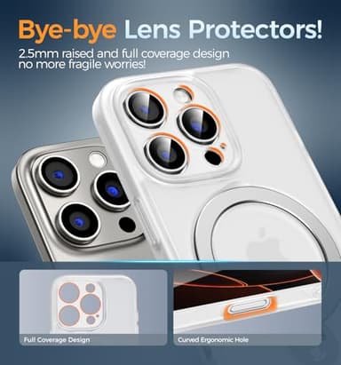 MAGIC JOHN for iPhone 16 Pro Max Case, with Magnetic Sturdy Kickstand [Military Drop Protection] [Compatible with MagSafe] Shockproof Translucent for iPhone 16 Pro Max Case 6.9'', Translucent White - Image 5