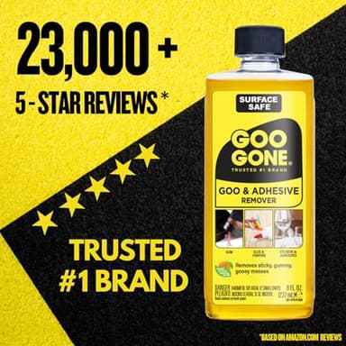 Goo Gone Original Liquid - 8 Ounce - Surface Safe Adhesive Remover Safely Removes Stickers Labels Decals Residue Tape Chewing Gum Grease Tar Crayon Glue - Image 5