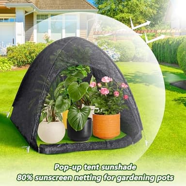 DECOHS 2 Pack 33" x 33" x 33" UV Resisitant 80% Pop up Plant Shade Tent, Garden Sunshade Cloth Sun Protection Tent, Sunblock Plant Cover Net with Stakes for Outdoor Plants Flower Potted - Image 5