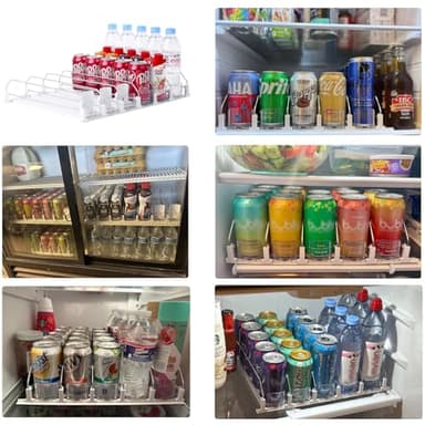 Drink Organizer for Fridge-White Automatic Pusher Glide,12oz 16oz 20oz-Soda Dispenser for Fridge-Holds up to 30 Cans - Image 2