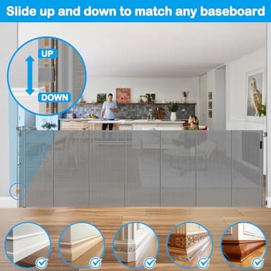 Reinforced 42" Extra Tall Retractable Baby Gate-Prevent Crawling Under, 200" Retractable Pet Gates for Wide Openings, 16ft Mesh Child Gates for Wide Openings, No Bottom Bar Indoor/Outdoor Baby gate - Image 9