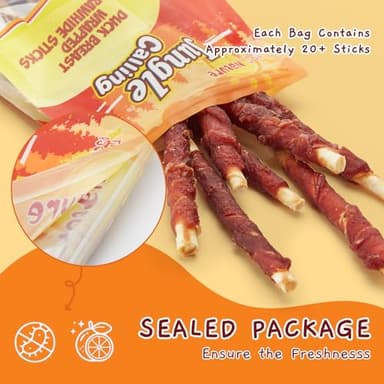 Jungle Calling Dog Treats, Duck Breast Wrapped Rawhide Sticks for Dogs, Grain-Free Natural Chewy Treats Picky Dogs, Puppy Chews Snacks,10.6 oz - Image 9