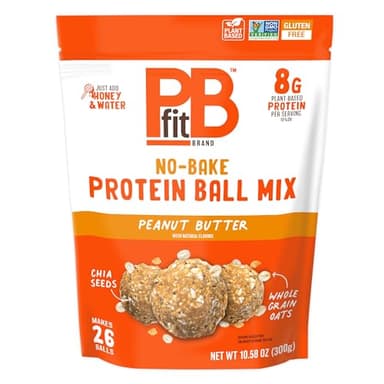 PBfit No Bake Peanut Butter Protein Ball Mix, 8g Protein, Made with Chia Seeds & Whole Grain Oats, Gluten Free, Vegan Snacks, 10.58 Oz Bag - Image 1