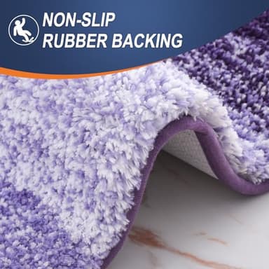 OLANLY Luxury Toilet Rugs U-Shaped 24x20, Extra Soft and Absorbent Microfiber Bathroom Rugs, Non-Slip Plush Shaggy Bath Mat, Machine Wash Dry, Contour Bathroom Mats for Toilet Base, Violet - Image 5