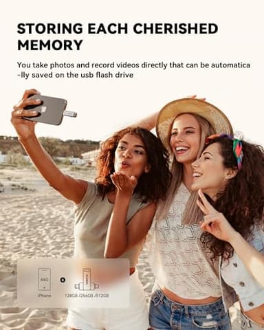 MFi Certified 128GB Flash Drive for iPhone Photo Stick, USB Thumb Drive Memory Stick High Speed USB Drive Photo Storage for iPhone Flash Drive Compatible for iPhone/iPad/Android/PC - Image 3