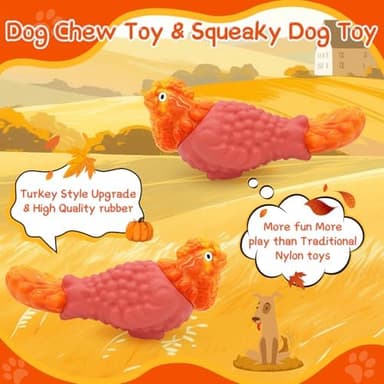WinTour Tough Dog Toys for Aggressive Chewers, Dog Chew Toys for Large Dogs, Turkey Indestructible Squeaky Dogs Toy to Keep Them Busy - Image 8