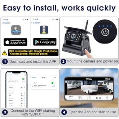 Wireless Backup Camera for Trucks & RVs – Solar-Powered, 1080p HD, Night Vision, Waterproof, Magnetic Mount, Easy Installation for Towing & Parking - Image 5