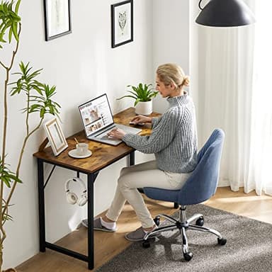 Computer Desk Small Office Desk 40 Inch Writing Desks Small Space Desk Study Table Modern Simple Style Work Table with Storage Bag Headphone Hook Wooden Tabletop Metal Frame for Home, Bedroom - Image 2
