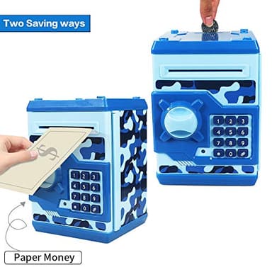 HUSAN Piggy Banks for Kids, Electronic Password Code Money Banks ATM Banks Box Coin Bank for Children Boys and Girls (Camouflage Blue) - Image 4