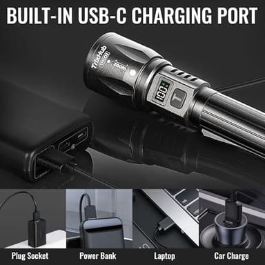 Rechargeable Flashlights 2Pack High Lumens, 5Mode Rechargeable Flashlights with LCD Digital Display, Super Bright Flashlight Adjustable Tactical Flash Light, High Powered LED Flashlight for Emergency - Image 6