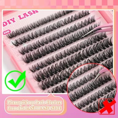 Lash Clusters Kit, 560 Pcs Eyelashes Clusters Kit 9-16mm Individual Lash Extension Kit D Curl Fluffy Wispy False Eyelashes (50D+60D New, Lash Clusters Kit) - Image 4