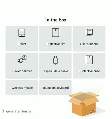 UJJ Android 14 Tablet 10 Inch Tablets, 20GB+128GB/1TB Expandable, Tablets with Octa-Core, WiFi 6, Dual Camera, BT 5.0, 6000mAh Battery, HD IPS Display, Widevine L1, Tablet with Keyboard Mouse - Red - Image 8