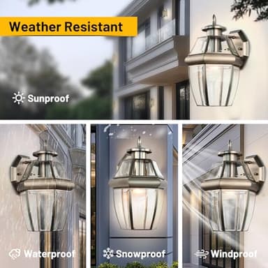 Outdoor Wall Lantern, 12 Inch Exterior Light Fixture, Waterproof Porch Lights with Glass Shades, Wall Mounted Outside Lighting for Farmhouse Patio Doorway Garage (E26 Base Max 40W) - Image 6