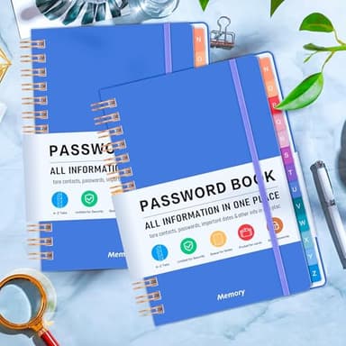 Spiral Password Book with Alphabetical Tabs - 5.8" X 8.2" Small Password Keeper Book with Inner Pocket for Seniors, Large Print, Hardcover, 450 Logins – Monthly Planner ，Home, Office, Family Planning - Image 5