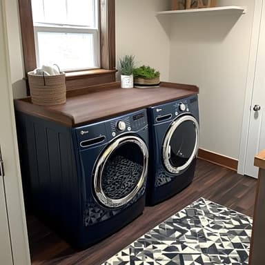 Kaboon Washer Dryer Countertop, Melamine Countertop with Edge Rails - 27.5" Depth x 54" Width Laundry Room Organization, Dark Walnut - Image 7