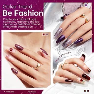 modelones Gel Nail Polish Set 6 Colors Red Burgundy Brown Purple Glitter Gel Nail Polish Color Changing Sparkle Shimmer Polish Kit Soak Off UV Nail Art DIY Salon Gifts For Women Girl - Image 3