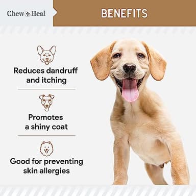 Omega for Dogs - 180 Delicious Soft Chews - Salmon Oil Treats for Skin and Coat, Itch Relief - Fish Oil Blend of Essential Fatty Acids, Omega 3, 6, and 9, and Vitamins - Peanut Butter Flavor - Image 3