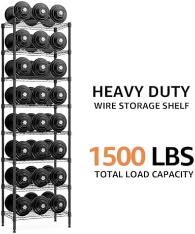 8 Tier 2000 lbs Storage Rack Metal Wire Shelving Unit, Storage Standing Shelf Organizer for Laundry Bathroom Kitchen Pantry Closet Garage Basement Utility Room, Black 13.8" D x 23.6" W x 79.5" H - Image 7