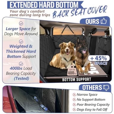 ROUWINNE Back Seat Extender for Dogs Truck-Large Space, Dog Pet Seat Cover Back Seat Hard Bottom Holds 400lbs, Waterproof Dog Hammock for Crew Cab Trucks F150, RAM1500, Sierra, Tundra, Silverado - Image 2