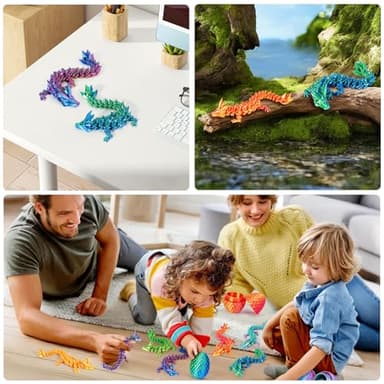 4Pcs 3D Printed Dragon Eggs with Dragon Inside Articulated Animals Cool Crystal 3D Print Dinosaur Toy Dino Eggs for Boys Girls Home Decor - Image 4