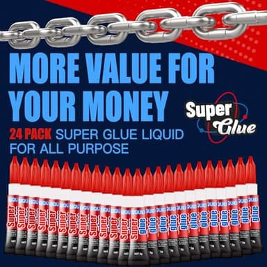 3 Gram (Pack of 24) Single Use Super Glue Liquid, Super Fast, Thin & Strong Adhesive Superglue, Cyanoacrylate Glue for Hard Plastics, DIY Craft, Ceramics, Leather, Metal Etc - Image 7