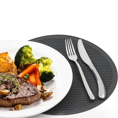 MAGJIUKE 12" Microwave food Cover & Mat,Large Vented Collapsible Splatter Guard dish Plate lid & Silicone Round Kitchen mat - Image 8