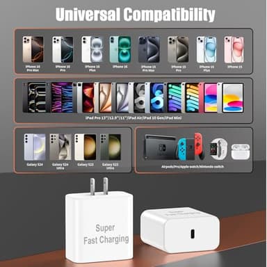 Fikeloy iPhone 17 16 Pro Max Charger Fast Charging, 45W Super Fast USB C Chargers for iPhone 16 (6FT+6FT+10FT) Type C Chargers Cord with Fast Charger Block for iPhone 17/16/15 Series/iPad/ GalaxyS24 - Image 6