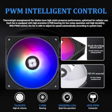 Thermalright Aqua Elite 360 V6 ARGB Black CPU Liquid Cooler, 360 Cooling Row Size,3x120mm Water Radiator,AMD: AM4/AM5,Intel LGA115X/1200/2011/1700/1851, AIO CPU Cooler - Image 5