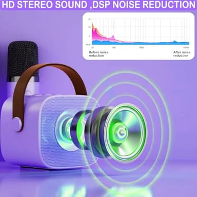 Mini Karaoke Machine for Kids & Adults, Kids Toys for Girls & Boys Gifts, Bluetooth Speaker with 1 Wireless Microphone for Kids Adults Toddler Girls Home Party Birthday Gifts Purple - Image 3