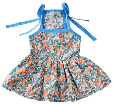MSNFOASM Dog Dresses Pet Shoulder Strap Thin Vest Skirt,Small Dog Floral Dress Cat Sun Protection Princess Skirt(Blue,XS) - Image 1