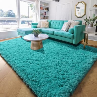 Amdrebio Blue Area Rugs for Bedroom, Fuzzy Fluffy Furry Rug 5x8 for Living Room, Cute Plush Shaggy Carpet for Kids Teen Girls Boys, Baby Light Turquoise Teal Rugs for Nursery Playroom Classroom Dorm - Image 8