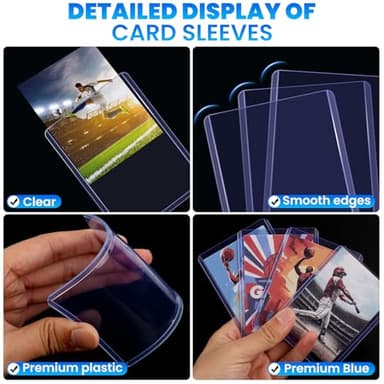 600 Card Sleeves Top Loaders for Cards, 3" x 4" Hard Plastic Toploaders, Baseball Card Protectors, Trading Card Holder for Football Sports Cards (300 Toploaders + 300 Penny Sleeves) - Image 4
