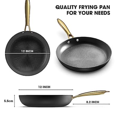 imarku Cast Iron Skillets, 12 Inch Cast Iron Pan, Professional Non Stick Frying Pans Long Lasting Nonstick Frying Pan Nonstick Pans Stay Cool Handle Easy Clean, Unique Birthday Gifts for Women/Men - Image 3