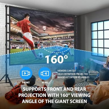 180 Inch Outdoor Projector Screen with Stand: VOOPVOR Portable Projection Screen and Stand, Indoor Rear Front Movie Screen 16:9 4K HD, with Carry Bag, Height Adjustable for Home Theater RVs Camping - Image 2