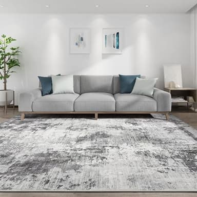 TARANCH Washable Rug 8x10 Area Rugs for Living Room: Modern Abstract Neutral Soft Large Rug for Bedroom Dining Room Under Kitchen Table Home Office Decor - Grey - Image 4