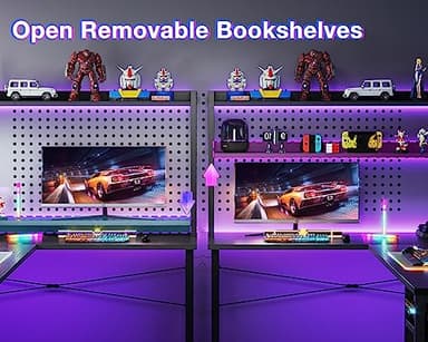 ODK L Shaped Gaming Desk with Hutch, Computer Desk with Storage Shelves, 66" L Shaped Desk for Home Office, Corner Desk with Headphone Hook, Black - Image 7