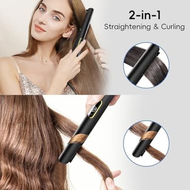 Nicebay 1” Ttanium Flat Iron, Fast Heating Hair Straightener & Curler,with 5 Temp Settings, Negative Ion Technology,Travel-Friendly，Smooth Salon Design - Image 4
