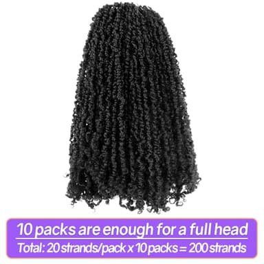 14 Inch 10 Packs Yanky Twist Crochet Hair Pre-twisted Natural Black Kinky Mini Spring Twist Plus Small Curly Senegalese Twist Braids (1B) - Image 6