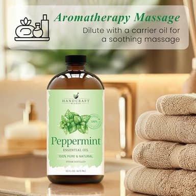 Handcraft Blends Peppermint Essential Oil in Glass Bottle – Huge 16 Fl Oz – 100% Pure and Natural – Premium Grade Oil for Diffuser and Aromatherapy, Skin, Massage, Candle and Soap Making Fragrance - Image 5