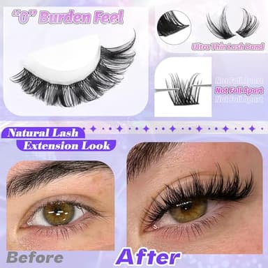 ALICE Lash Clusters Wispy Eyelash Clusters 10-18mm 168pcs Cluster Eyelash Extensions Natural Volume Lash Extensions DIY Individual Lashes Clusters with Soft Thin Band - Image 5