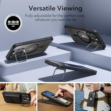 ESR for iPhone 15 Pro Max Case with Stand, Compatible with MagSafe, Full-Body Military-Grade Drop Proof Case with Built-in 9H+ Tempered Glass Screen Protector, Armor Series, Clear Black - Image 8